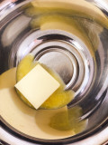 20191104アップルシナモンパウンドケーキ/湯せんでバターを溶かします